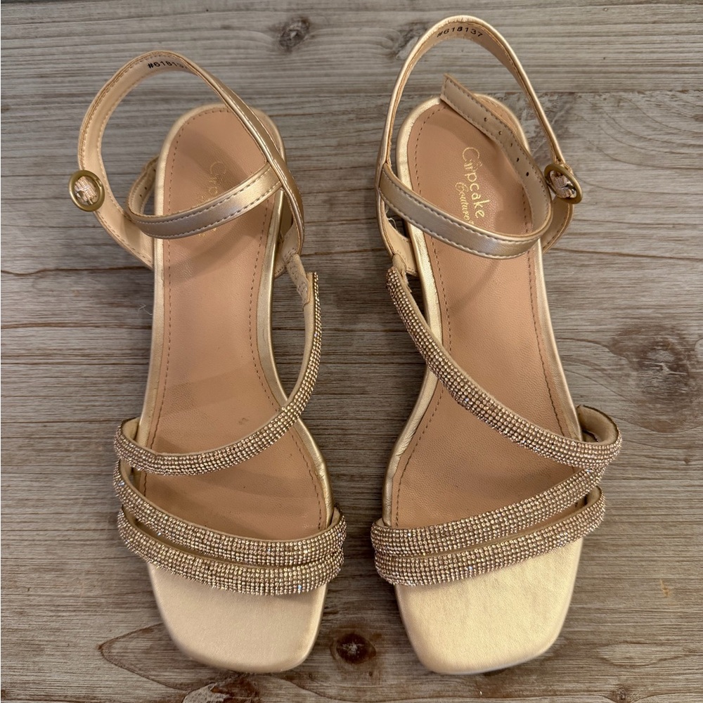 Chic Rose Gold Beaded Strap Kids Sandals